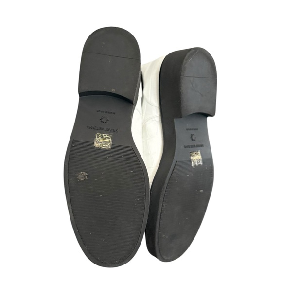 STUART WEITZMAN Lodge Zip Croc Embossed White Zipper Leather Boots - Picture 11 of 12